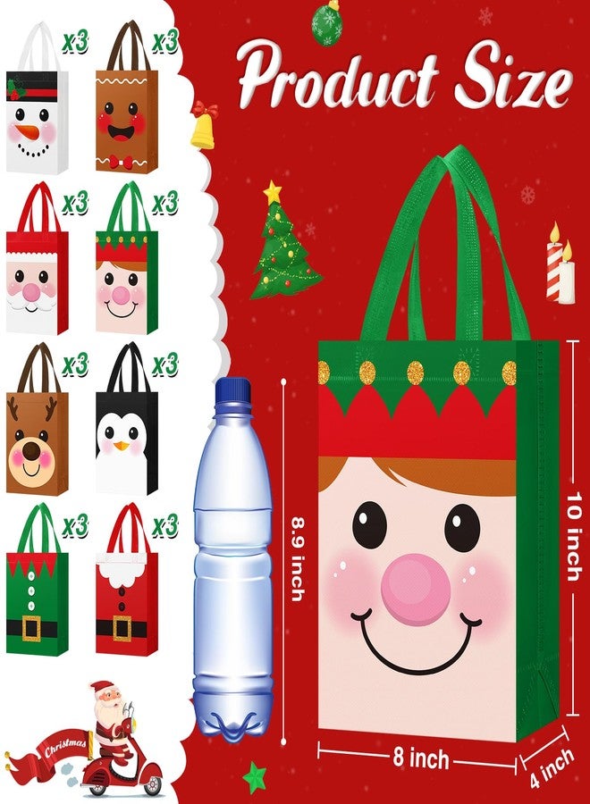Clysee 24 Pcs Christmas Gift Bags with Handles 10 x 8 x 4 Inch Reusable Multifunctional Non Woven Christmas Gift Doll Bags Wrapping Xmas Party Favors for Holiday Xmas Gifts - Image 3